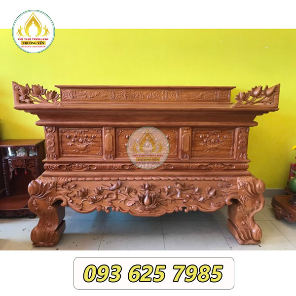 Sập thờ hoa sen gỗ mít