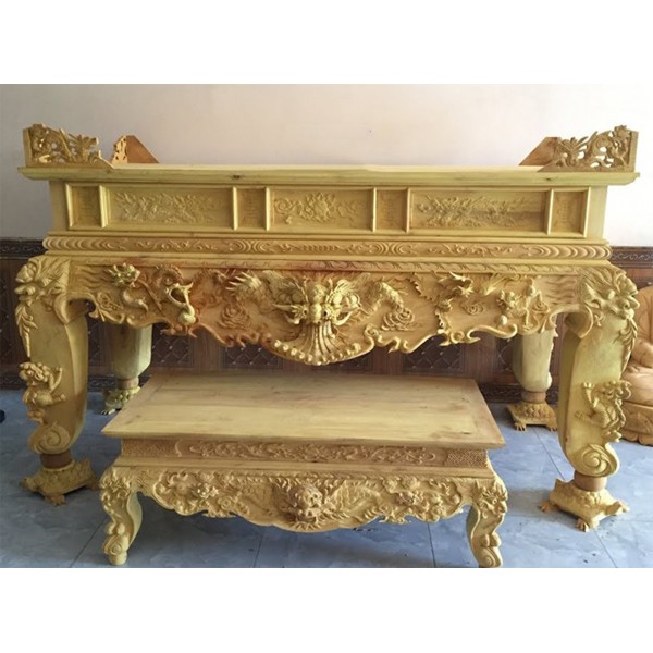Mẫu sập thờ Tứ Linh gỗ mít